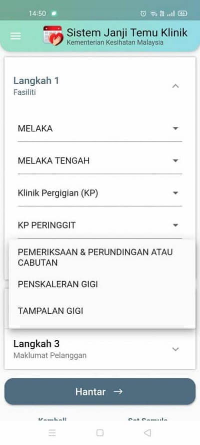 Temujani online di klinik kkm