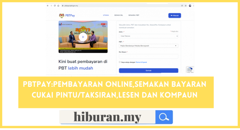 PBTPAY Pembayaran Online,Semakan Bayaran Cukai PintuTaksiran