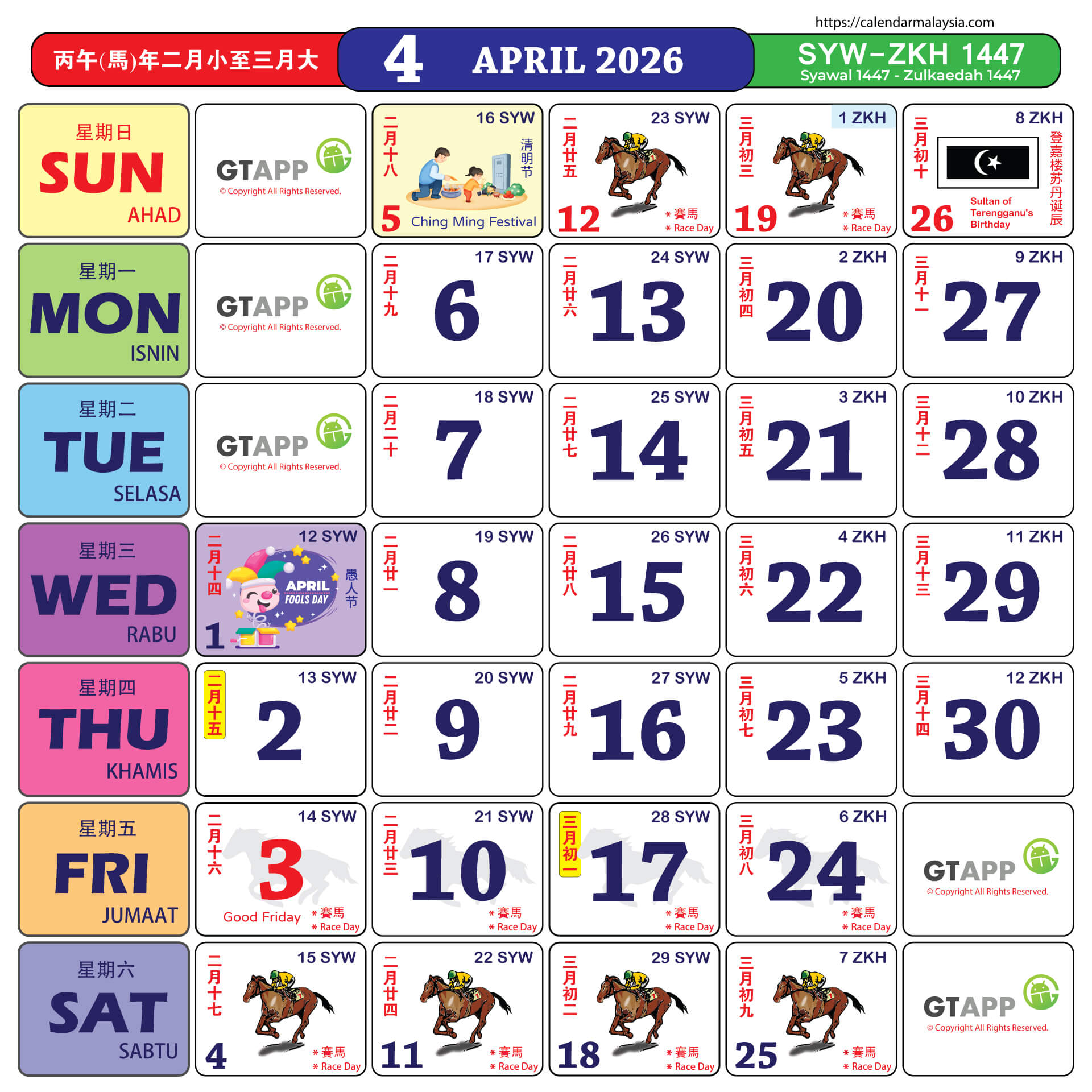 APRIL 2026 KALENDAR