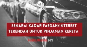 Senarai Kadar FaedahInterest Terendah untuk Pinjaman Kereta