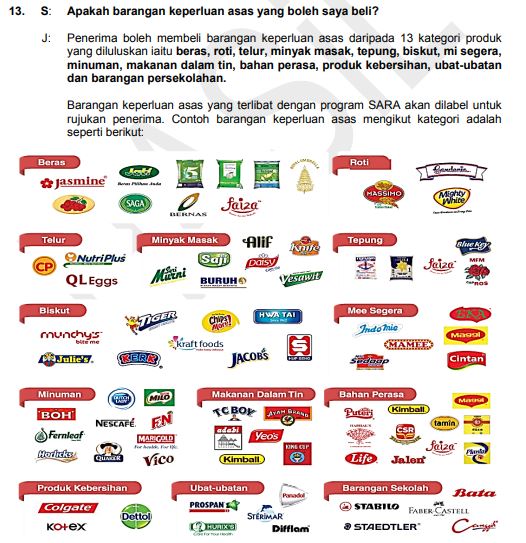 barangan boleh dibeli guna SARA 2025