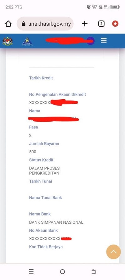 Semakan pembayaran STR