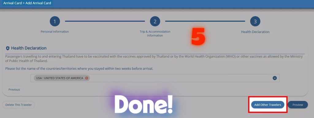 Cara daftar Thailand Digital Arrival Card 5